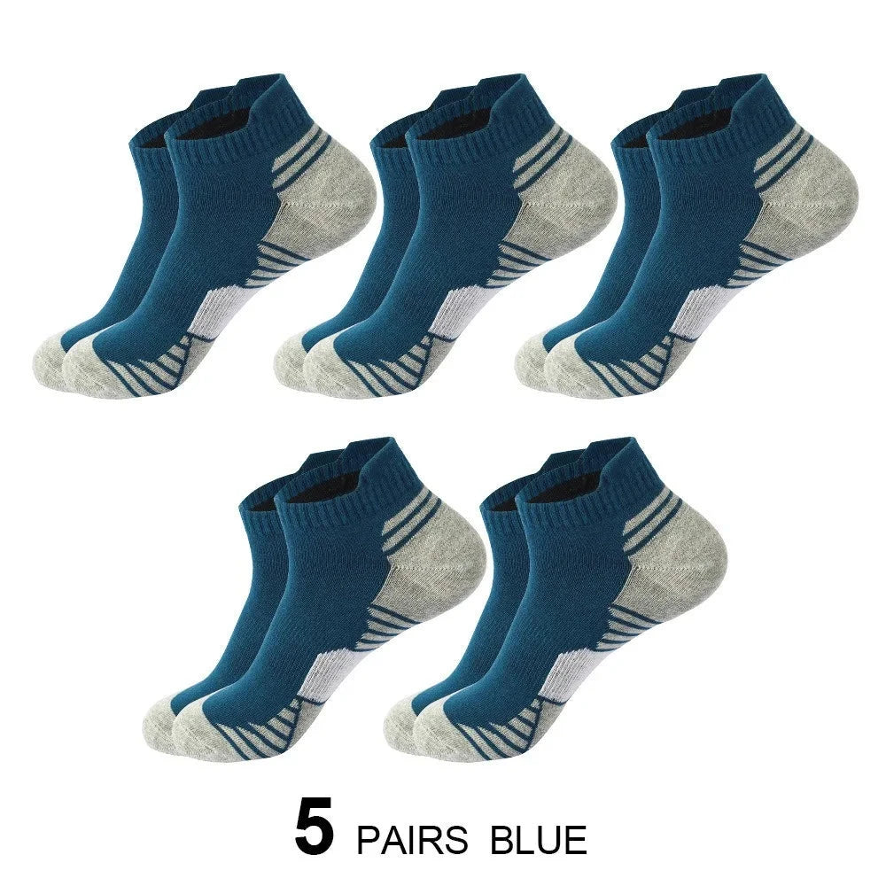 5 Pairs Men's Four Season Cotton Breathable Sports Socks Set Male Sport Ankle Socks Basketball Running Socks For Men GlowCart