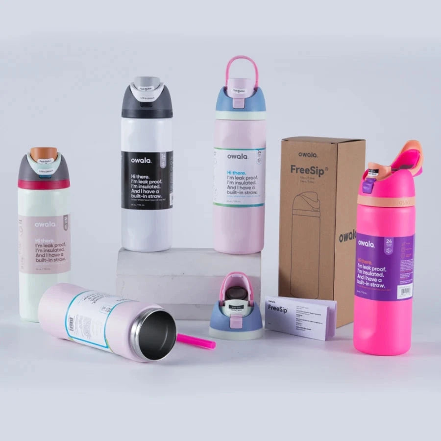 Owala Insulated Stainless Steel Water Bottle with Straw, GlowCart