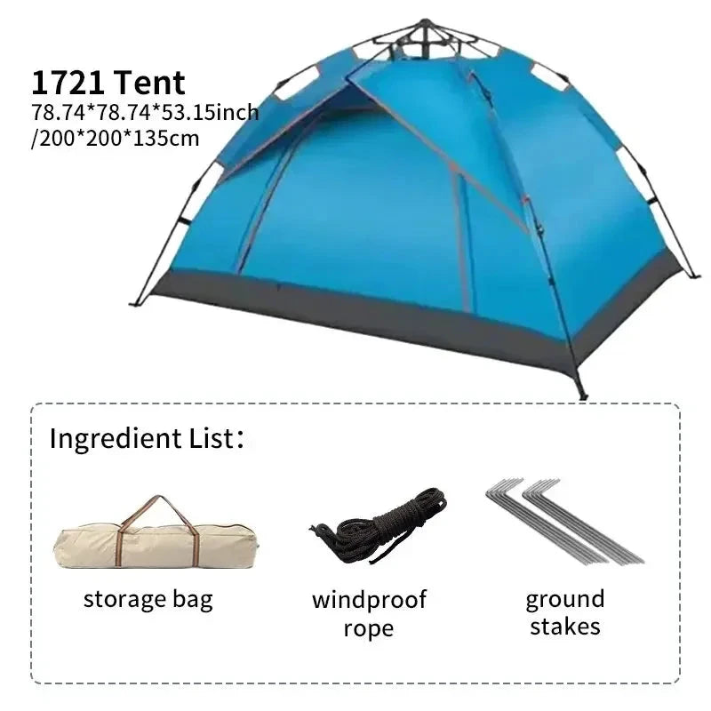 Outdoor Folding Tent Fully Automatic Quick Opening Tent 3-4 GlowCart