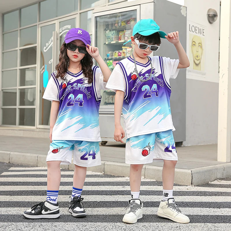 Children Basketball Jersey Boy and Girls Quick-drying comfortable Shirt Sportswear Tracksuit Kid fashion Training Sport Uniforms GlowCart