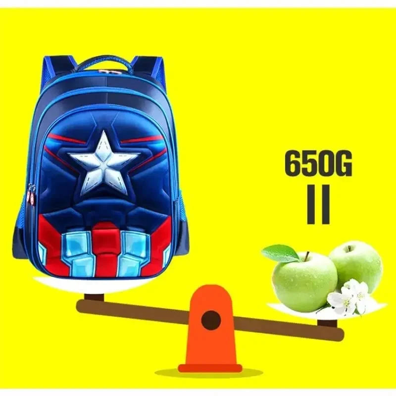 Primary school student cartoon schoolbag boy backpack kindergarten 3D three-dimensional hard shell Captain America backpack GlowCart