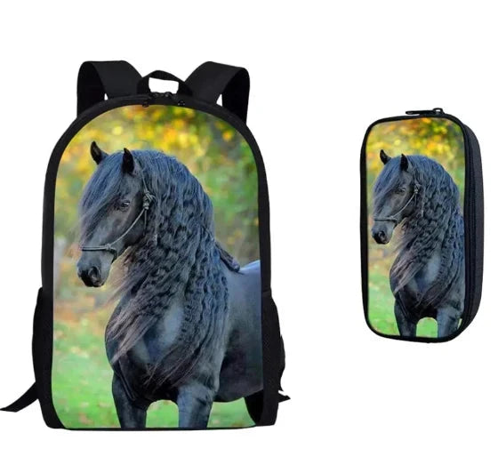 Cartoon Popular Friesian Horse 3D Print 3pcs/Set pupil GlowCart