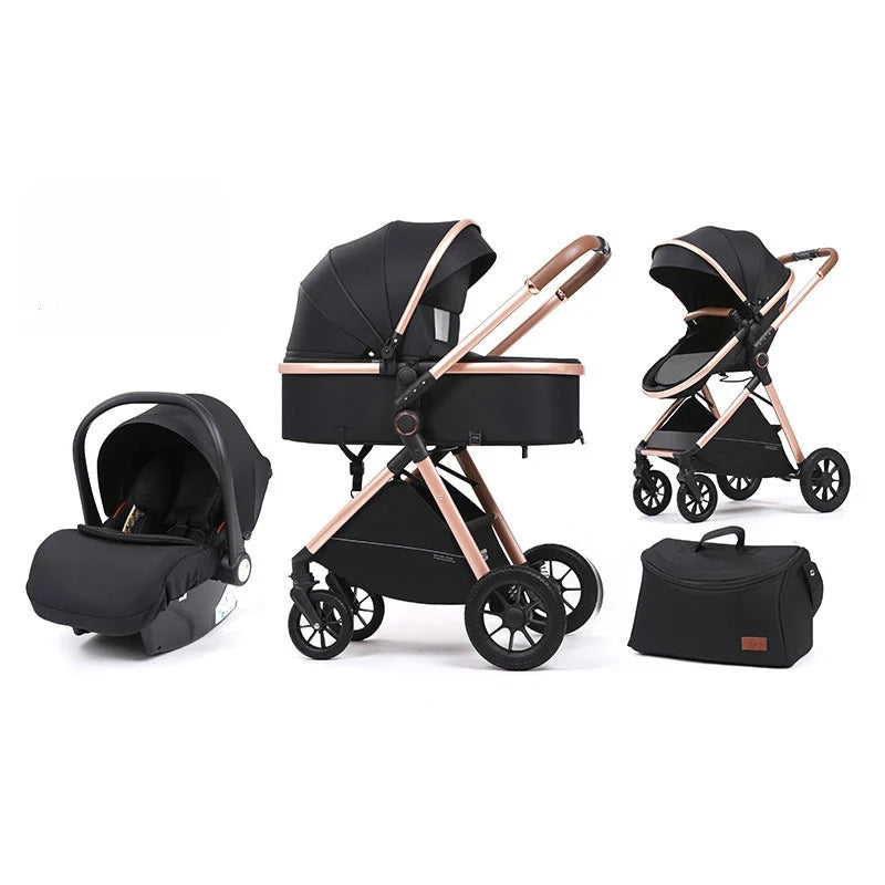 Luxurious High-view Children's Stroller That Can Sit and Lie Down on The Baby's Two-way Baby Stroller GlowCart