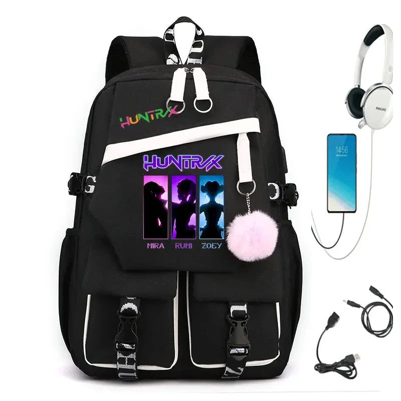 KPop Demon Hunters Backpack USB Charging Youth School GlowCart