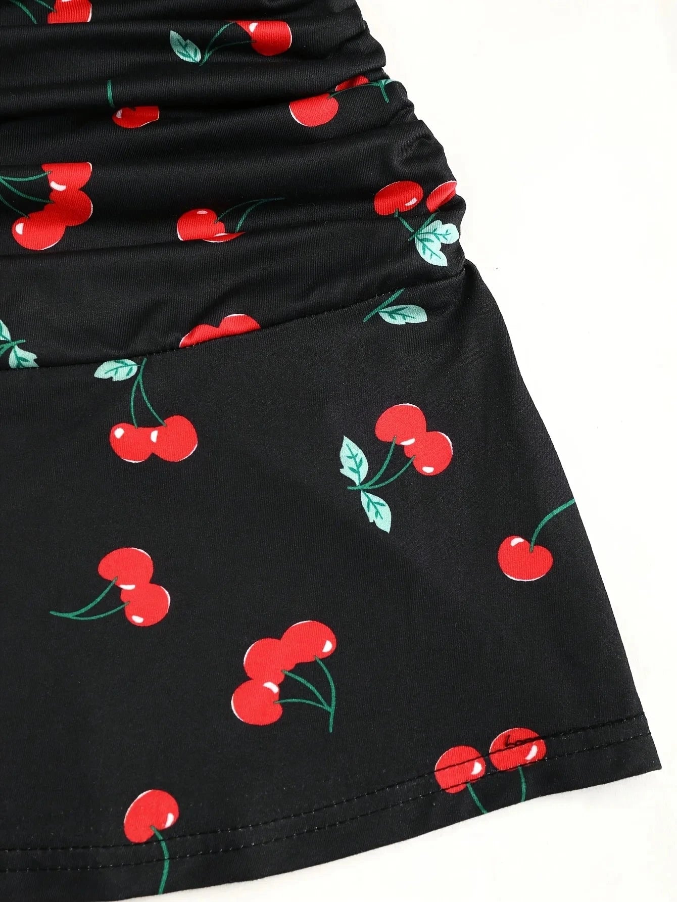Summer Women's Swimsuit Cherry Print Ruffled Skirt Tight GlowCart