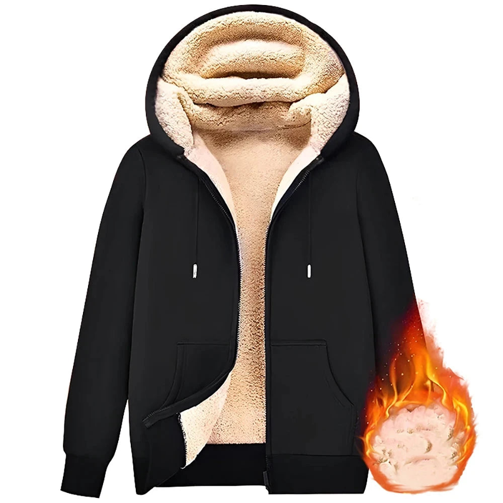 Trendy Sweatshirt Coat Front Pockets Warm Zipper Lamb Wool GlowCart
