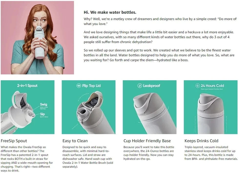 24OZ/32OZ Owala Stainless Steel Vacuum Insulated Sports GlowCart