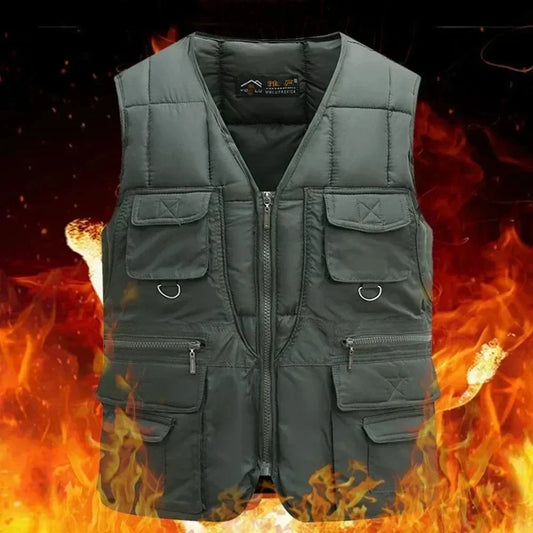 Classic Multi-Pocket Men's Padded Vest Winter Warm GlowCart