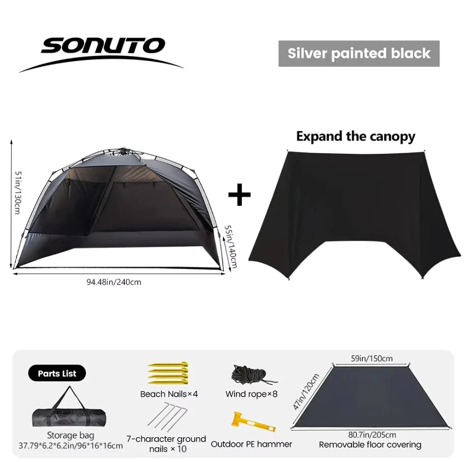 Sonuto Outdoor 3-4P One-Touch Camping Tent Quick Automatic GlowCart