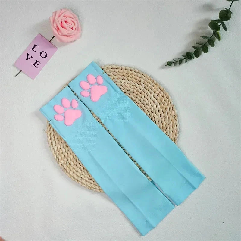 2024 Cute 3D Silicone Pink Cat Claw Paw Pads Soft Fingerless GlowCart
