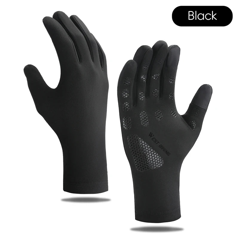 WEST BIKING Thermal Cycling Gloves Winter Fleece Windproof Bike Gloves Touch Screen Full Finger Gloves Outdoor Cycling Equipment GlowCart