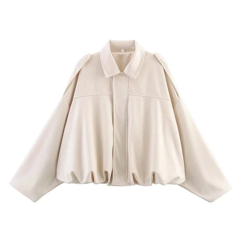 Women's Bomber Jackets Coats Fashion Turn-down Collar Long GlowCart
