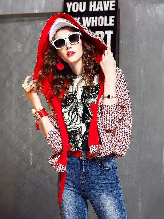 women oversized cropped hoodie jacket casual zip up GlowCart