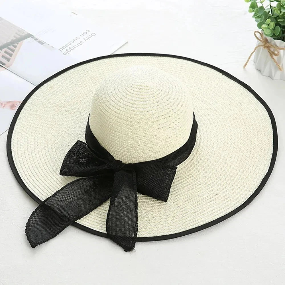 1pc Women's Oversize Brim Straw Hat Women's Summer Sun Block GlowCart