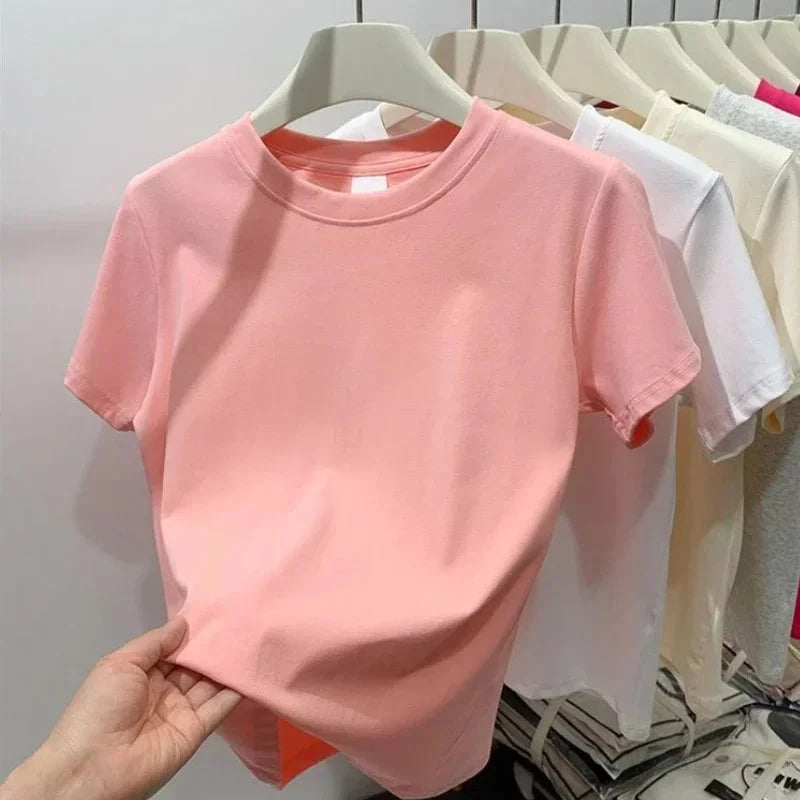 2025 Summer T Shirts For Women High Quality Solid Casual GlowCart