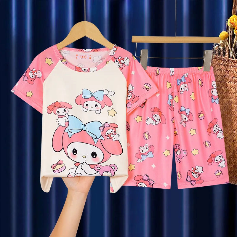 Summer Children's Pajamas Short Sleeve Girls Cartoon Old
