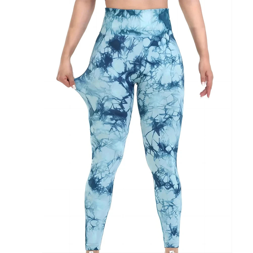 Women's Tie-Dye Seamless Peach Butt High Waist Butt Pants GlowCart