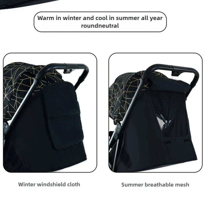 Twin Baby Stroller High View Detachable Stroller Foldable and Lightweight Stroller with Sitting and Lying Function GlowCart