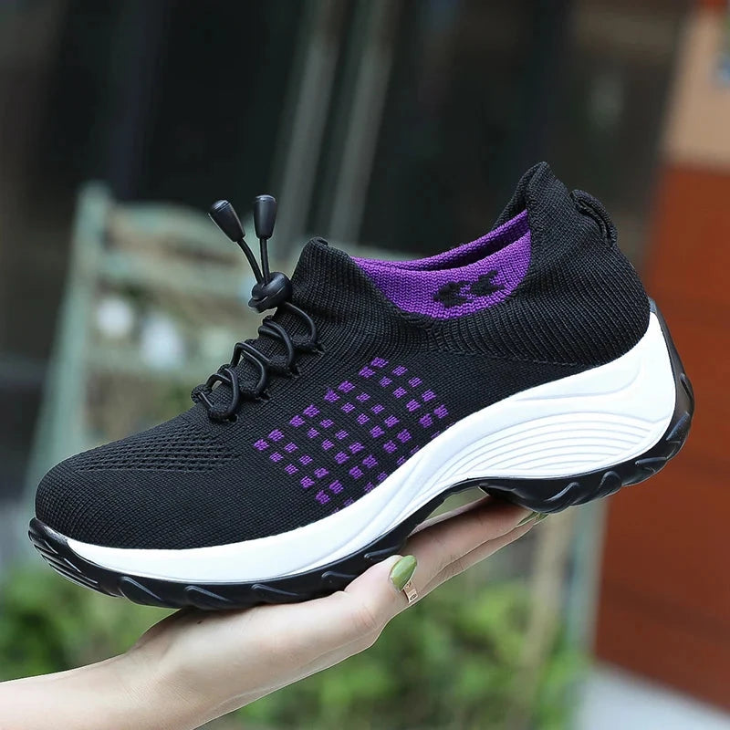 Women Walking Trainers Fashion Fly Weaving Sock Sneakers GlowCart