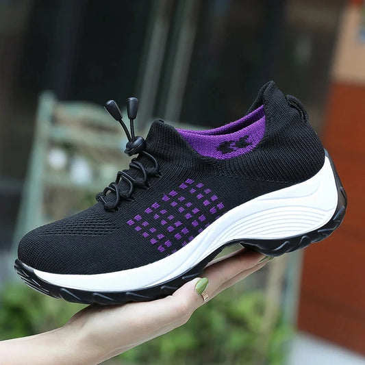 Women Walking Trainers Fashion Fly Weaving Sock Sneakers GlowCart