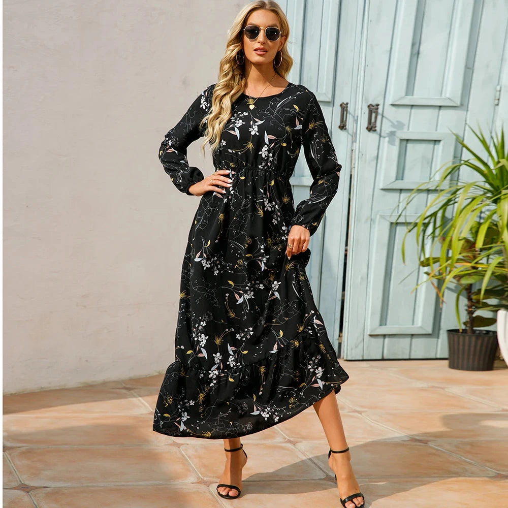 Women Maxi Dresses Sping Autumn Bohemian Casual Full Sleeve GlowCart