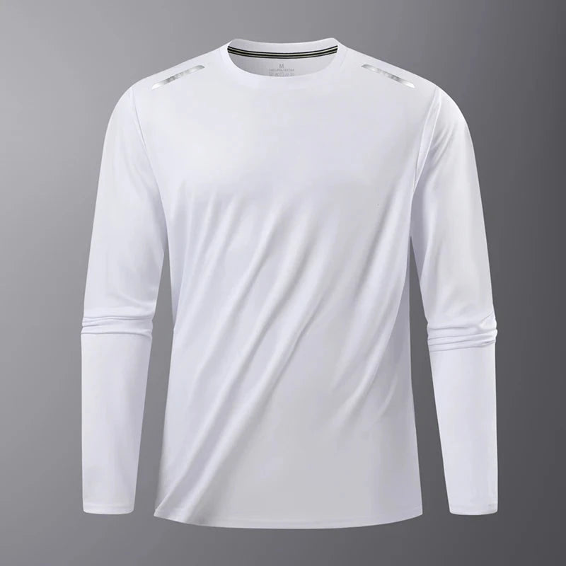 Reflective Sport Gym T Shirt Men Quick Dry Running Bodybuilding Shirts Men Long Sleeve Fitness Pullover Top Spring Autumn GlowCart