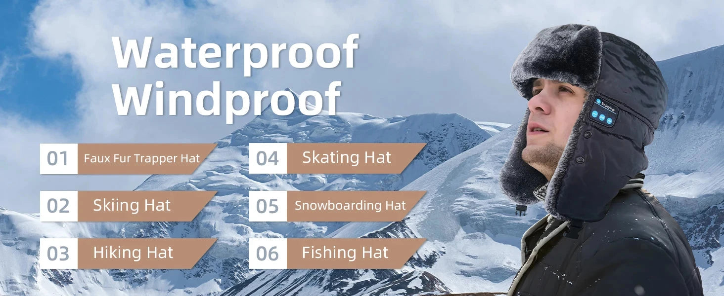 Winter Trapper Hat for Men Women Warm with Bluetooth GlowCart