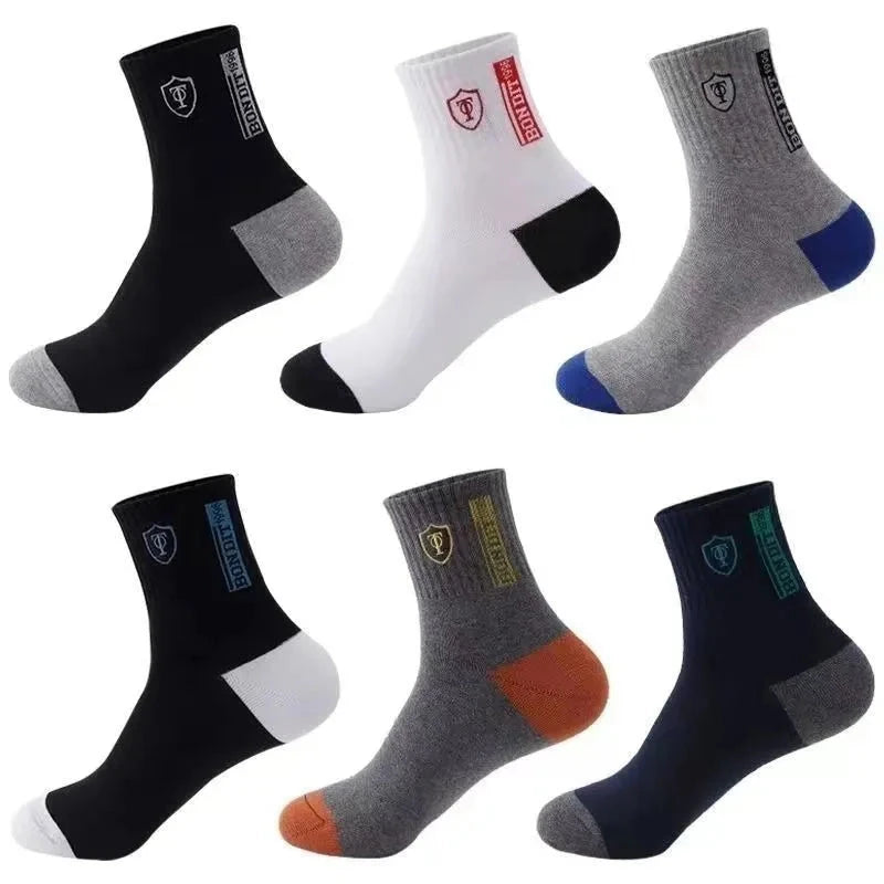 10 pairs Breathable Men's Basketball Crew Socks for Spring and Fall Sweat Absorption Deodorant Sports Stockings GlowCart