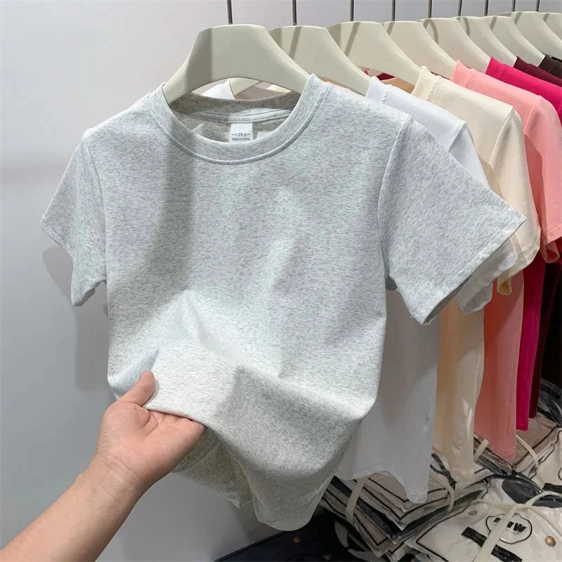 2025 Summer T Shirts For Women High Quality Solid Casual GlowCart