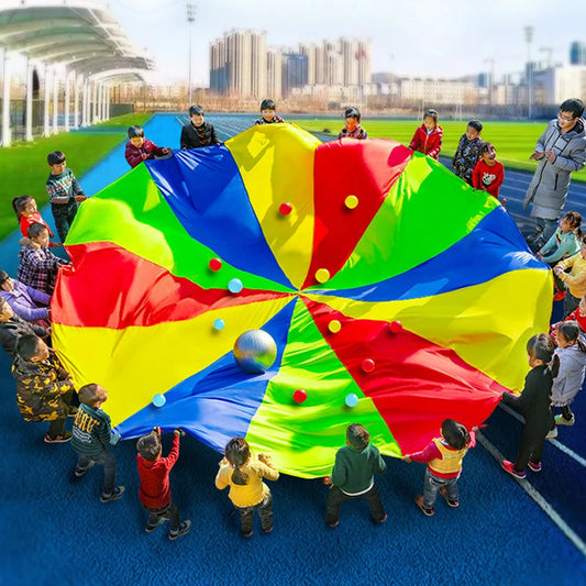 Outdoor Children Games Kids Play Rainbow Parachute Toy 2M 3M 5M Cooperative Teamwork Activities Party Carnival Fun Favors GlowCart