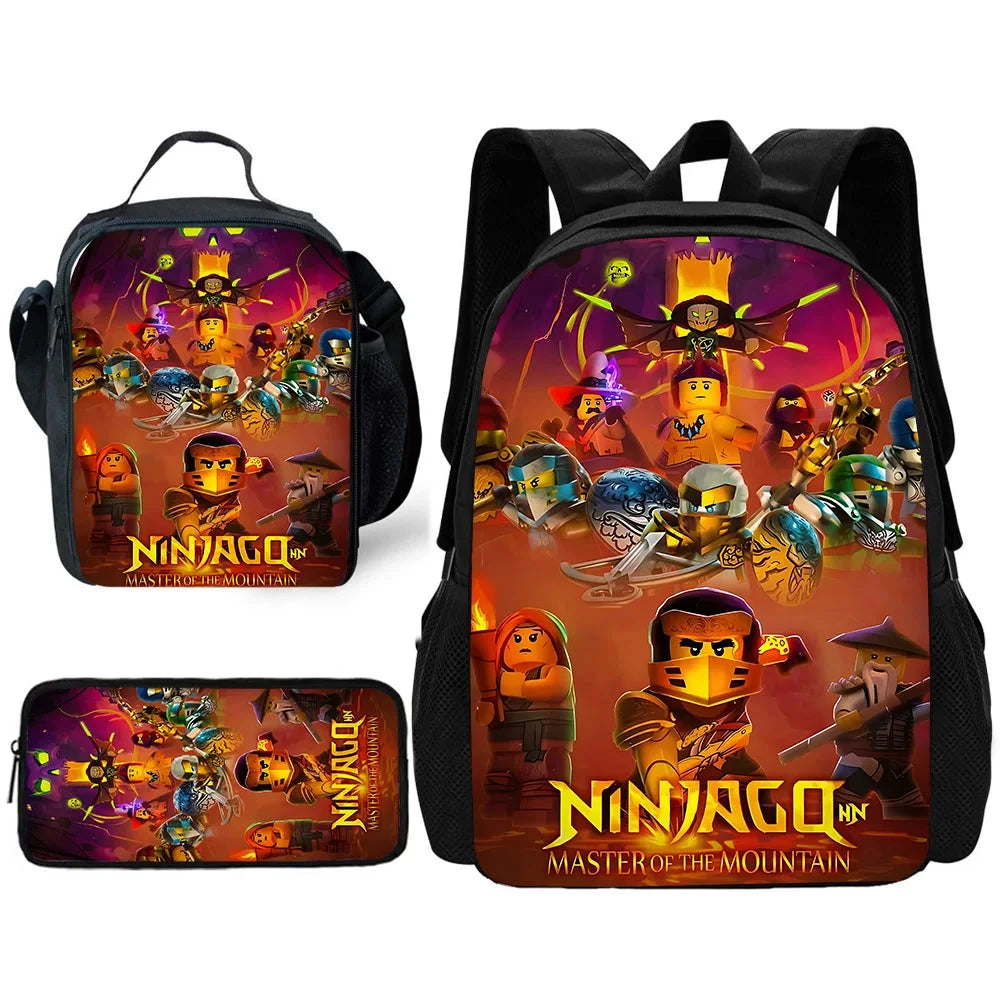 Child School Sports Game N-NinjagoS Backpack with Lunch Bags ,Pencil Bags ,School Bags for Boys Girls Best Gift GlowCart
