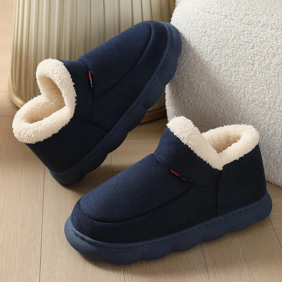 Smile PoP Winter Plush Men Cotton Shoes Warm Plush Men House Slippers Outdoor Soft Non Slip Women's Shoes Casual Furry Men Shoes GlowCart