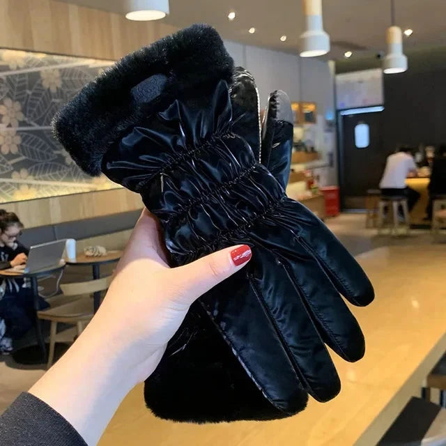Ski Gloves Women Winter Fleece Thickened Warm Plush Cotton GlowCart