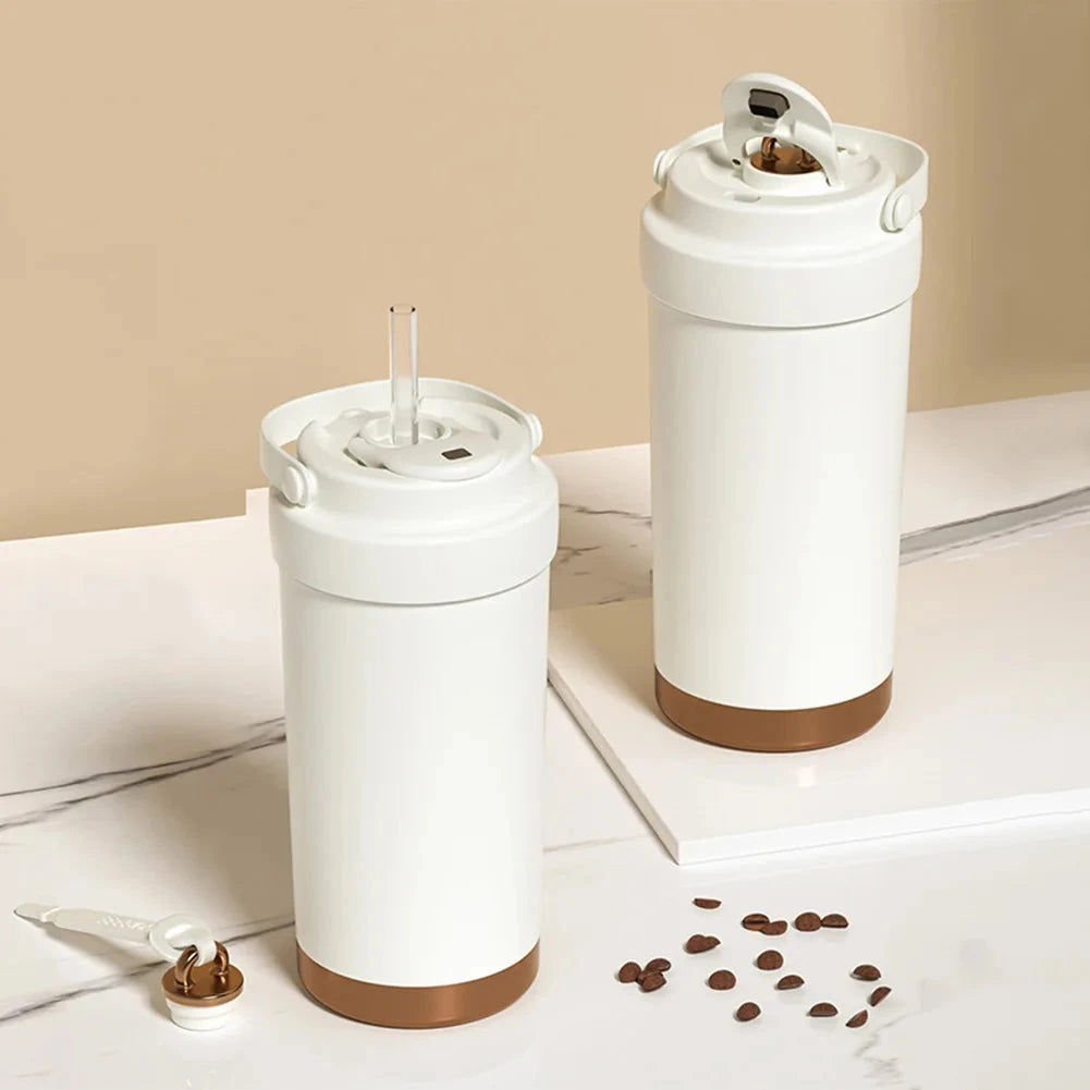 2025 New 500ml Stainless Steel Travel Coffee Mug Ceramic Coated Insulated Water Bottle Flasks with Lid & Straw Insulated Tumbler GlowCart