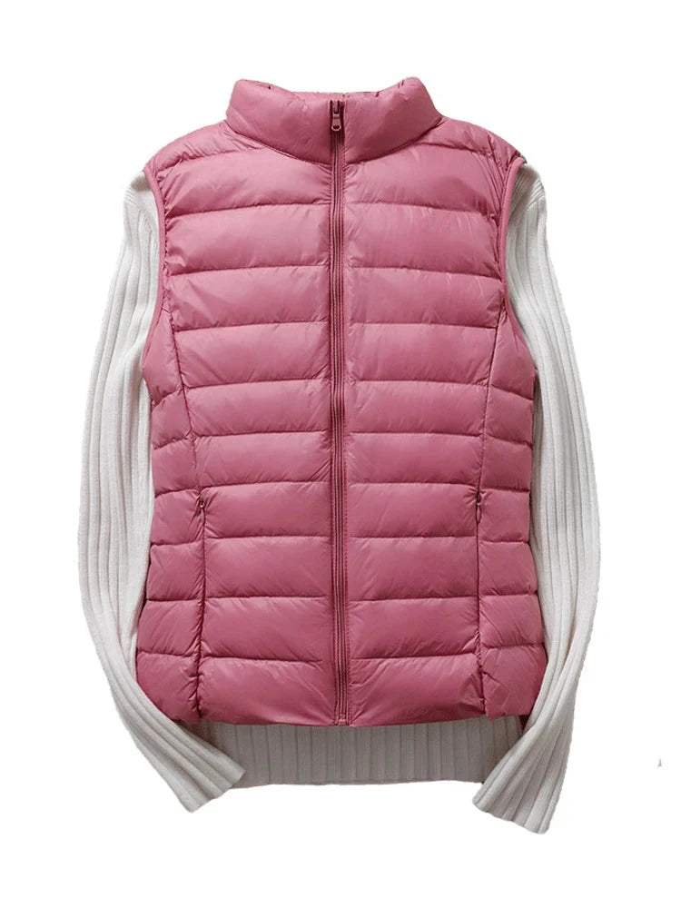 0-10℃ Women Puffer Vest Coat Autumn Winter Sleeveless Duck GlowCart