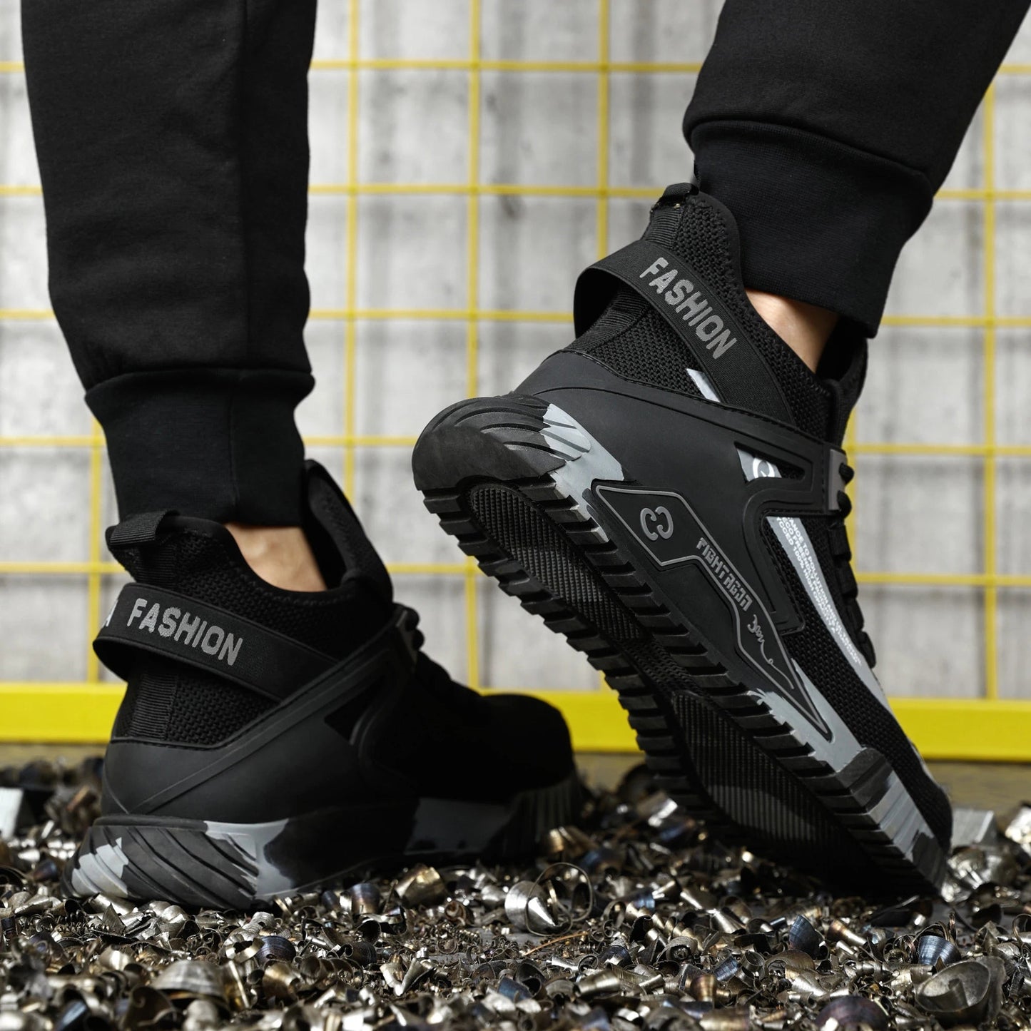 Steel Toe Anti-smash  Anti-Puncture Safety Shoes Men Lightweight Slip Resistant Work Shoes Comfortable Breathable Work Boots Men GlowCart