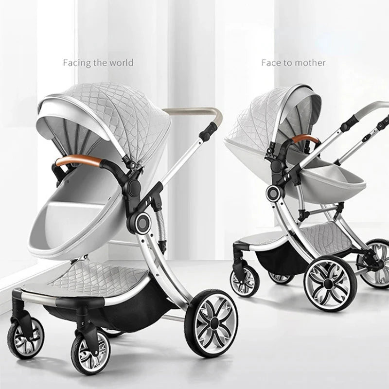 Baby Stroller 2 in 1 Can Sit Can Lie Baby Pram High Landscape bidirectional Baby Pram Shock absorption four wheels stroller GlowCart