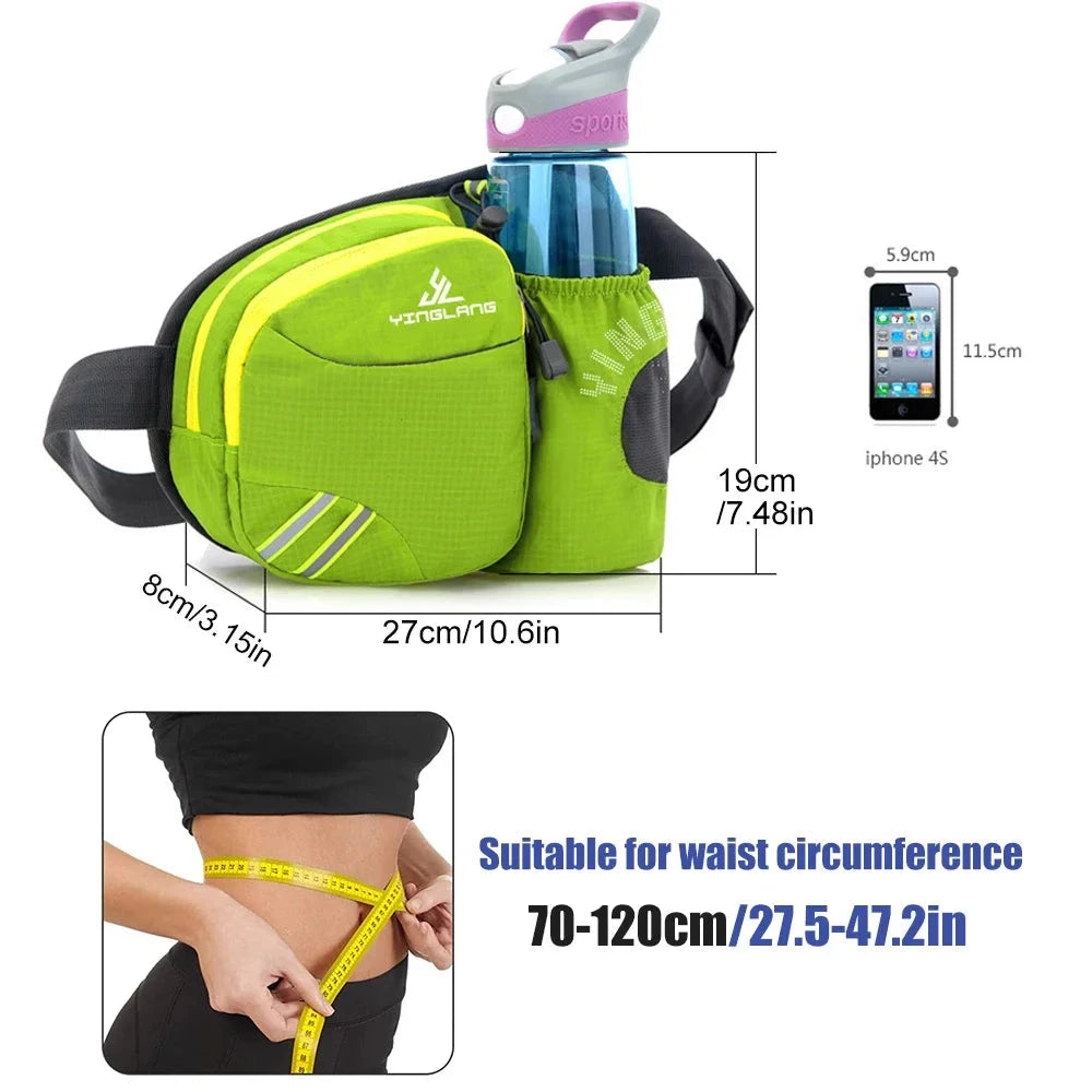 Running Belt Water Bottle Waist Pack Women Men Hiking Fanny Pack Hydration Jogging Waist Belt Water Bottle Runners Pouch GlowCart