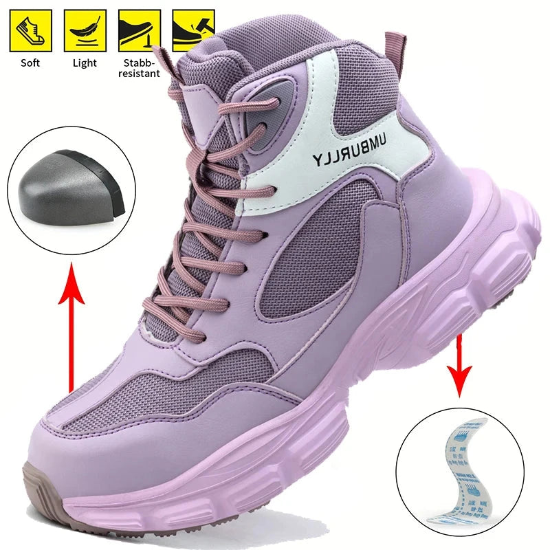 Steel Toe Safety Shoes for Women Lightweight Work Sneakers Puncture Proof Work Shoes Indestructible Coustruction Work Boots GlowCart