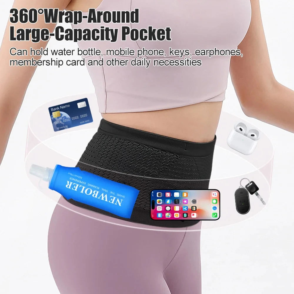 NEWBOLER Running Waist Bag Men Women Invisible Trail Running Belt Hydration Waist Pack Phone Holder Gym Fitness Marathon GlowCart