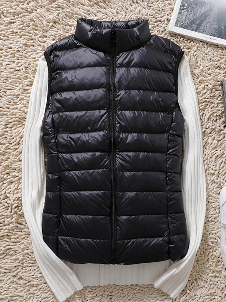 0-10℃ Women Puffer Vest Coat Autumn Winter Sleeveless Duck GlowCart