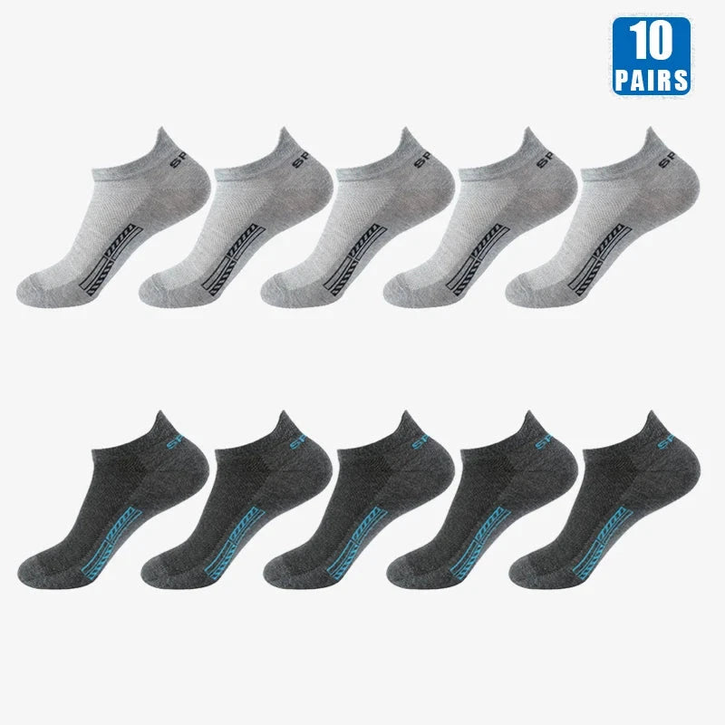 5/10 Pairs Cotton Men's Short Socks Crew Ankle Breathable Mesh Sports Casual Women Summer Low-Cut Thin Sock for Male GlowCart
