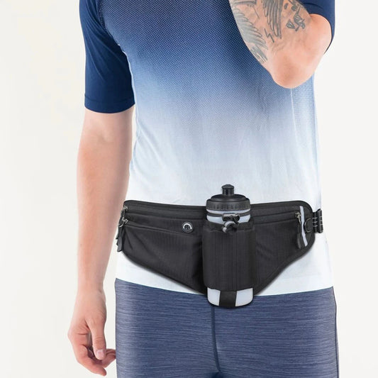 Waterproof Hydration Running Belt with Bottle Holder - Adjustable Waist Pack for Hiking, Cycling, Gym GlowCart