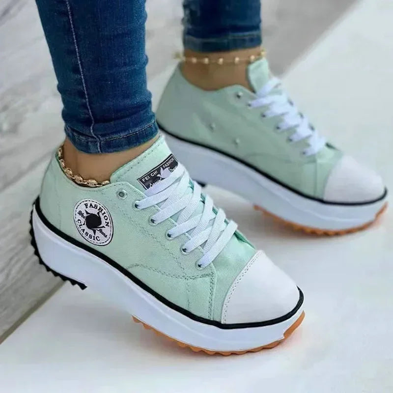 2025 New Women Pattern Canvas Sneakers Women Casual Shoes Women Sneakers Shoes Flat Lace-Up Zapatillas Mujer Chaussure Femme GlowCart