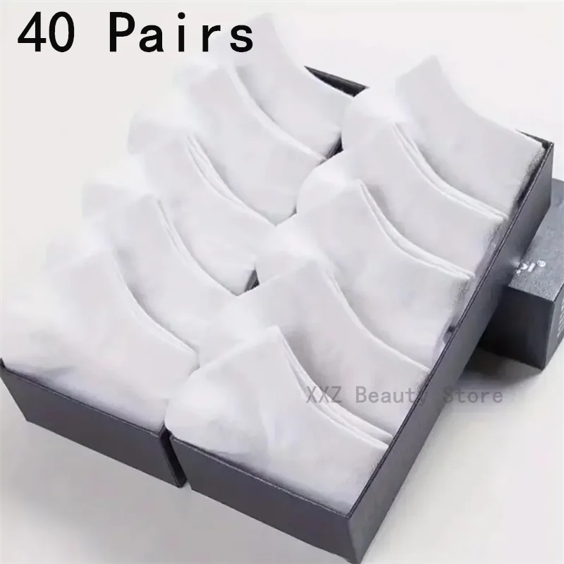 1/10/20/40 Pairs Black Men Boat Socks Business Sport Socks Sweat Absorption Mature Solid Color Soft Non Pilling Ankle Socks GlowCart