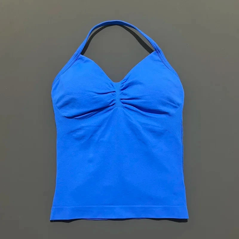 HISTELLO Impact Longline Strappy Top Sports Yoga Vest Women Fitness Tank Top Gym Beautiful Open Back Bra Running Workout Halter GlowCart