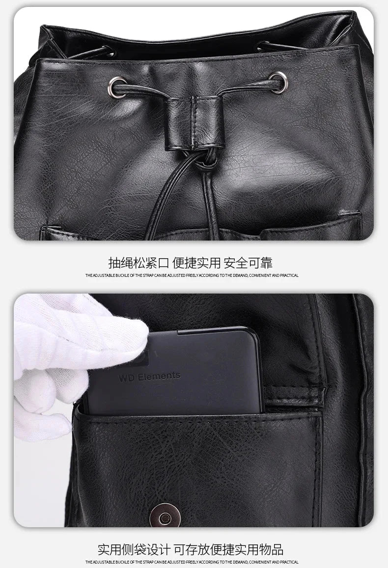 Fashion Luxury Brand Men Backpack Leather School backpack GlowCart