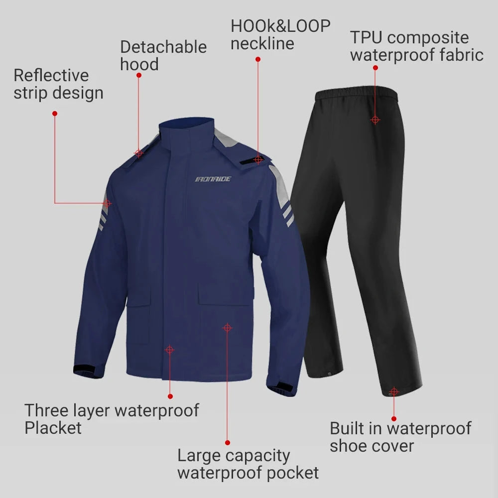 Motorcycle Raincoat Waterproof 100% Motorcycle Rider GlowCart