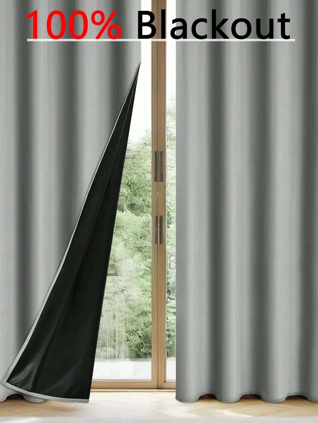 1pc Solid Blackout Curtains with Grommets, Total Privacy GlowCart