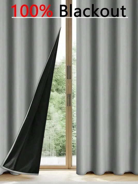 1pc Solid Blackout Curtains with Grommets, Total Privacy GlowCart